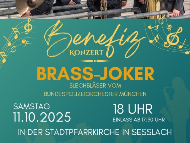 Plakat Benefizkonzert Blechbläser Bundespolizeiorchester München in Seßlach